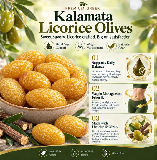 💰🧵Premium Greek Kalamata Licorice Olives – Rich, Chewy & Naturally Flavorful