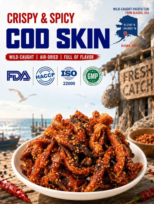🌶️Premium Crispy Spicy Cod Skin Snack | Crunchy Seafood Chips