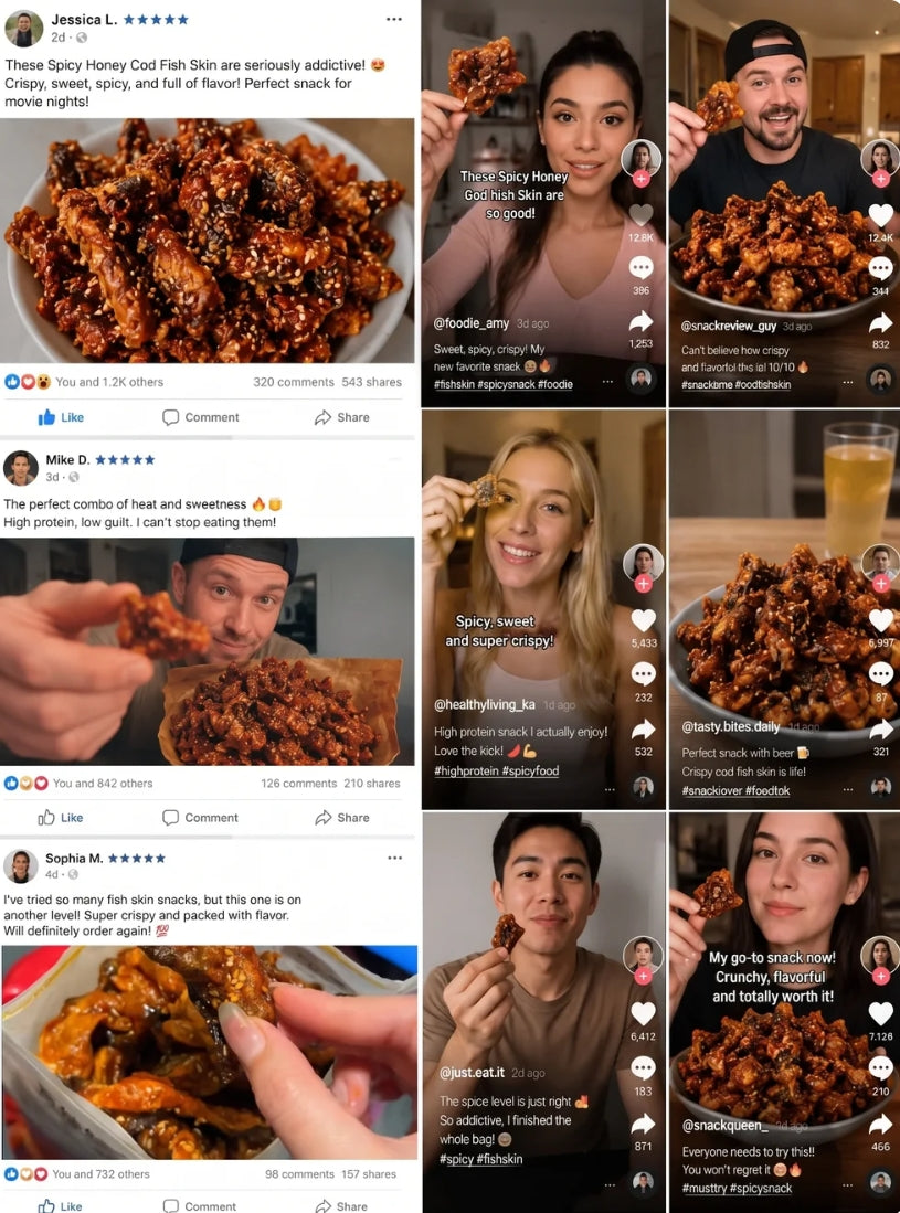 🌶️Premium Crispy Spicy Cod Skin Snack | Crunchy Seafood Chips