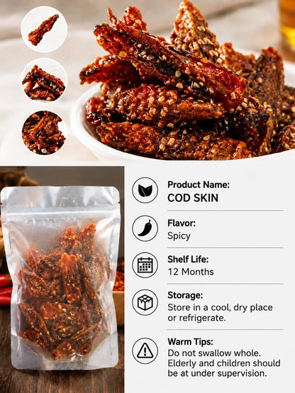 🌶️Premium Crispy Spicy Cod Skin Snack | Crunchy Seafood Chips
