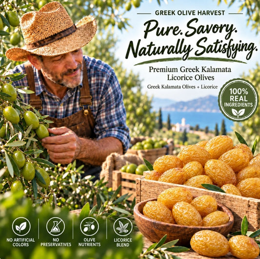 💰🧵Premium Greek Kalamata Licorice Olives – Rich, Chewy & Naturally Flavorful