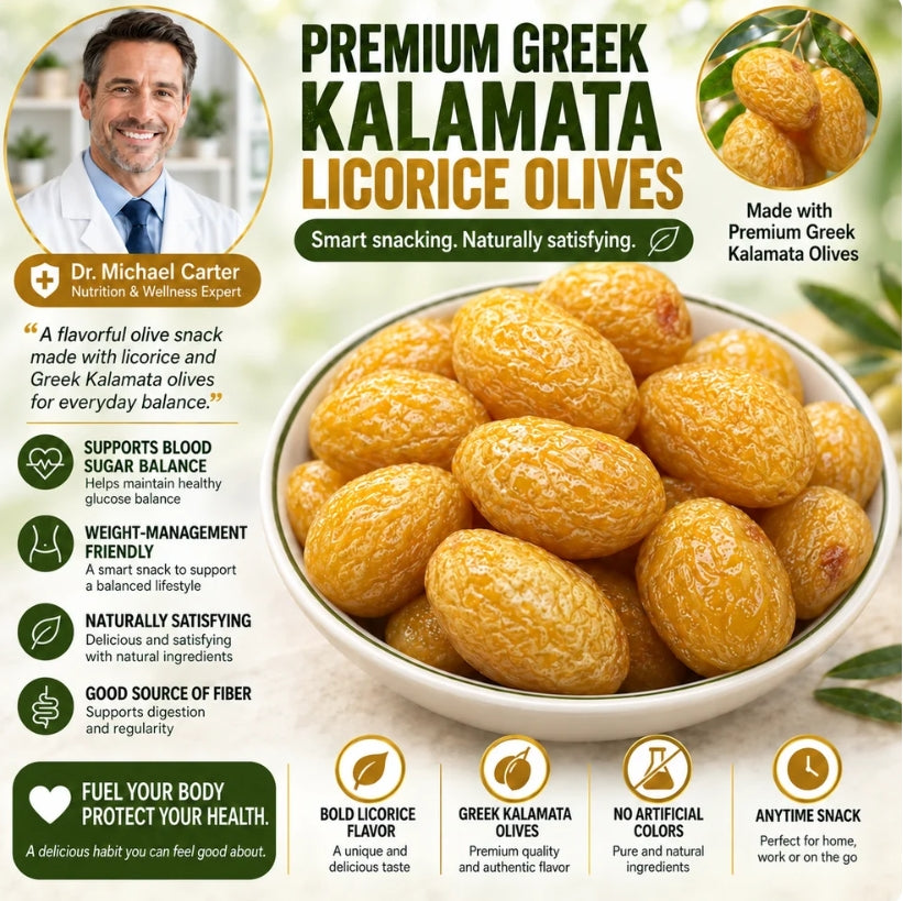 💰🧵Premium Greek Kalamata Licorice Olives – Rich, Chewy & Naturally Flavorful