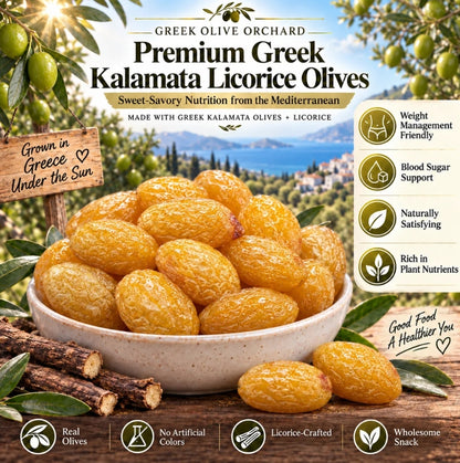 💰🧵Premium Greek Kalamata Licorice Olives – Rich, Chewy & Naturally Flavorful