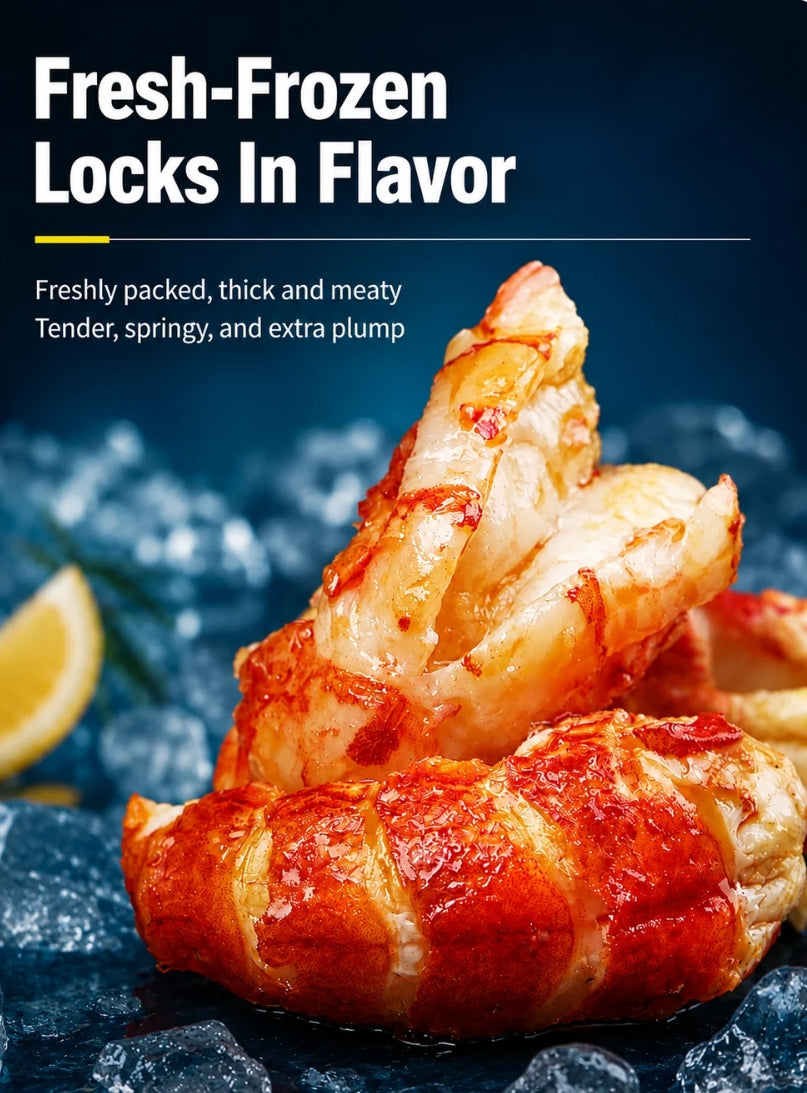 Fresh lobster tail meat with shel