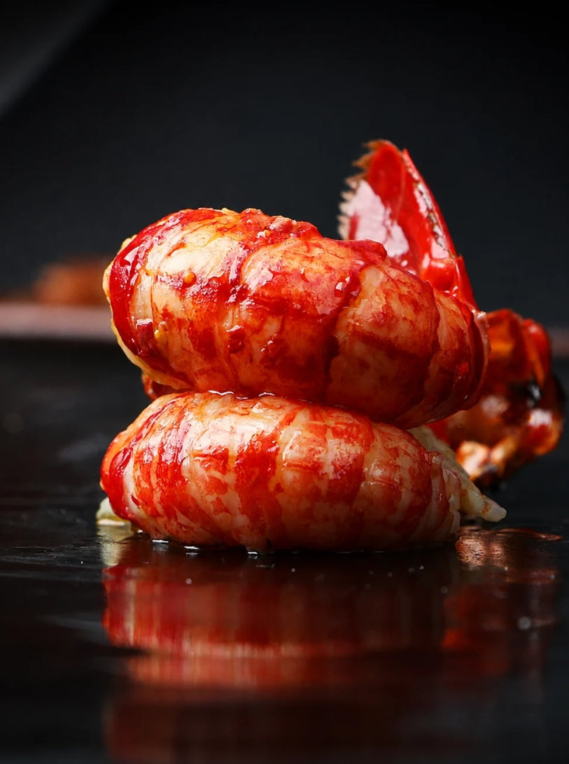 Fresh lobster tail meat with shel